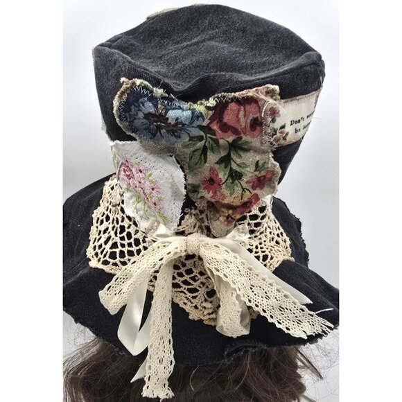 OOAK Magnolia Boho Stove Pipe Top Hat Indie Upcycled Cat Floppy Adjustable S - L - Picture 7 of 16